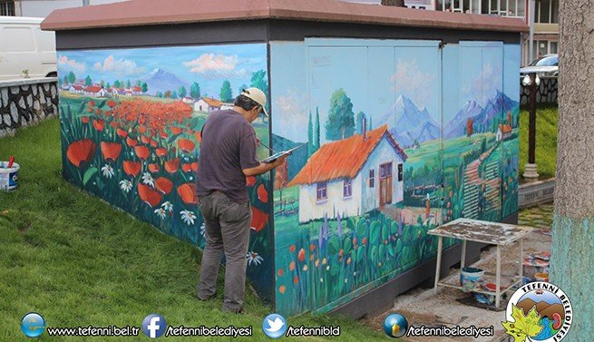 Kocapınar Parkı sondaj binası ve trafo binası boyama çalışmaları