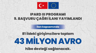 IPARD III Programı Kapsamında 9. Başvuru Çağrı İlanı Yayımlandı